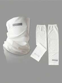 Set de 2 piezas para hombre de protección solar de verano ligera: máscara facial y bufanda cuello de seda de hielo + mangas de seda de hielo, tela transpirable de secado rápido para actividades al aire libre como conducir y ciclismo