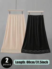 3 Pieces/2 Pieces Solid Color Length 35.4 Inches/31.5 Inches/27.6 Inches/23.6 Inches Multi Color Multi Specification Medium Long Lace Lace Lace Design Anti Glare Soft Anti-Static Inner Lining Half Waist Skirt Underskirt A-Line Hip Wrap Skirt, Suitable For Wearing In Spring, Summer And Autumn, Can Be Paired With Long Skirt To Prevent Glare. - Multicolor - View 9