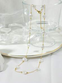 1pc Elegant Minimalist 18K Gold Plated Stainless Steel Shell Pendant Necklace, Gift For Women Suitable For Daily Wear, Holiday, Birthday, Picnic - Gold+White - View 3