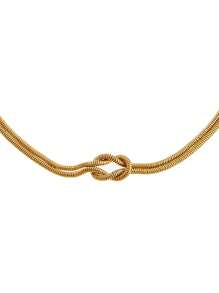 1 pièce Élégant collier ras-du-cou nœud en acier inoxydable de couleur or minimaliste, polyvalent pour le port quotidien