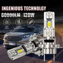 DrViAion 2 Stücke H7 LED Scheinwerfer Glühbirne Set Mini 120W 60.000LM 6500K weiß für Autoscheinwerfer 12V Auto Dioden Lampen H7 Turbo LED 2025 neueste Scheinwerfer
