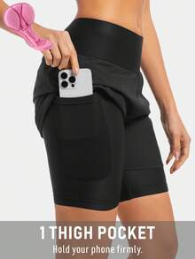 Qualicos Women's Mountain Bike Shorts 4D Padded Cycling Riding Biking Bicycle Biker Cycle Sport Shorts For Women Zipper Pockets - Black - View 3