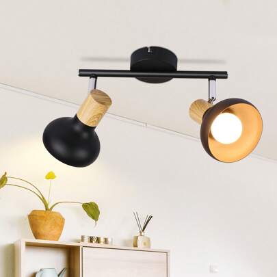 GBLY Foco de techo vintage de 2 focos, lámpara de techo blanca, foco de pasillo, foco industrial de metal, focos E14, focos interiores giratorios 350° para dormitorio y salón (sin bombilla)