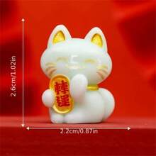 Resin Lucky Cat Figurine, Chinese Maneki Neko Fortune Cat, Money Attraction Amulet, No Feathers, Electricity-Free, With DIY Decor Accessory, For Desktop, Car, Valentine'S Day Gift, Suitable For Ages 14+