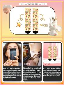 1 Pair Custom Face Socks, Custom Photo Sock, Custom Printed Socks, Personalized Funny Face Socks, Custom Picture Socks, Put Any Face On The Socks, Anniversary Gift, Valentine Gift, Birthday Gift, Wedding Gift, Mother's Day Gift - Multicolor - View 6