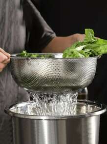 5pcs Set / 1pc Durable Stainless Steel Water Filter Basket Kitchen Set: Suitable For Pasta, Vegetables And Other Multi-Function Kitchen Filters, Stainless Steel Drain Basket - Stackable Filter - Vegetable Water Filter - Pasta Filter - Kitchen Filter - Vegetable Washing Basin, Rice Sieve And Fruit Bowl - Essential Cooking Tools To Meet All Your Kitchen Drainage Requirements