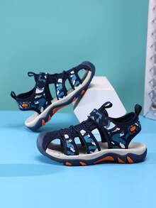儿童校园鞋系列 脚趾保护 户外沙滩凉鞋 运动凉鞋 适合日常穿着 双组合 防滑耐磨鞋底 可调节钩环沙滩凉鞋 春夏