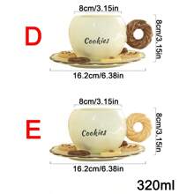 1 set Taza y platillo de cerámica con forma de pan hecho a mano de manera creativa y sencilla