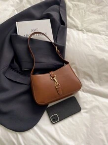 Bolso de hombro minimalista en forma de media luna, bolso de mujer elegante y práctico para el transporte diario