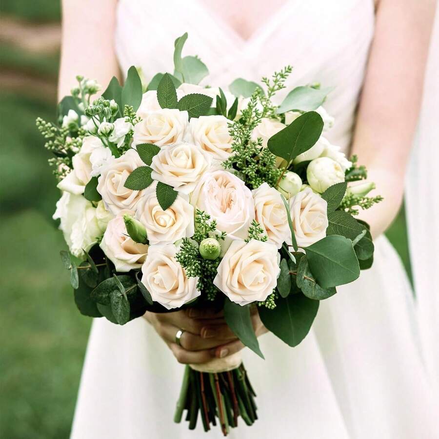 20/25/30 件泡沫玫瑰人造花套装 DIY 婚礼派对装饰假花束派对桌面中心装饰家居装饰（不含盒子） - 彩色 - 查看 1