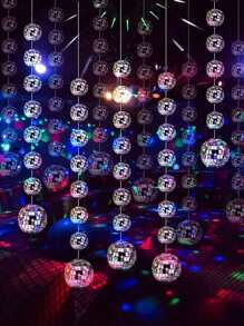 1Set Disco Mirror Ball Silver Hanging String, Festival Themed Party & Birthday Decoration, Disco Music Themed Parties, Wedding & Dance Music Festival, Home Decorations