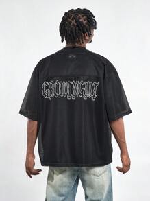 Koszulka z krótkim rękawem i okrągłym dekoltem z nadrukiem MT99 z oddychającej siateczki, w stylu American Sports Jersey, z pulowerem Hollow Airflow