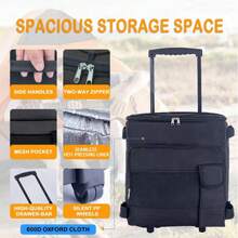 43L Rolling Cooler Leakproof Insulated Soft Cooler Bag Rolling Cooler Dual Zipper Waterproof Portable Insulated Wheeled Cooling Bag With Handle For Picnic Camping
