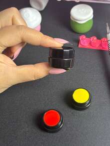 美甲工具 5 件套黑色平盖多边形指甲油样品瓶粉末首饰系列 3 克