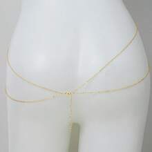 1pc Fashionable Sexy Bohemian Double-Layer Rhinestone Encrusted Glitter Bralette Chain, Y-Shaped Body Chain, Elegant For Women's Beach, Party, Date Night, Daily Wear, Summer - Gold - View 8