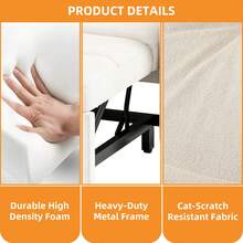 3 In 1 Convertible Pull Out Couch 54" Sleeper Sofa Bed Loveseat Velvet Futon Couch Adjustable Backrest For Living Room Bedroom Apartment And Small Space - 米色 - 查看 4