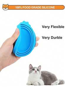 1pc Reusable Silicone Pet Food Can Cover With Feeding Spoon - Round Container Shape, For Keeping Pet Utensils Fresh - Multicolor - View 5