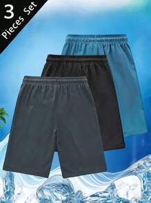 3pcs Boys & Youth Casual Loose Fit Athletic Outdoor Workout Shorts, Lightweight For Spring & Summer Back To School Season