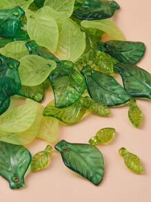 1box 60pcs 6 Styles Transparent & Frosted & Opaque Acrylic Pendants Leaf Leaf DIY Jewelry Accessory