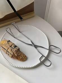 1 件不锈钢面包夹，简约糕点和甜点夹，厨房烘焙和烧烤食物夹，餐厅使用 - 銀色 - 查看 3