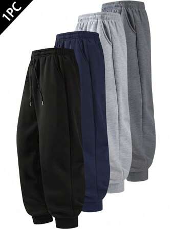 Pantalones deportivos de hombre de unicolor, pantalones casuales americanos holgados