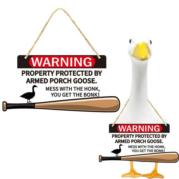 Porch Goose Sign Mess With The Honk You Get The Bonk Goose Armed Sign For Home Kitchen Restaurant Coffee Bar Wall Decor Art Bar Background Wall Decoration Yard Porch Lawn
