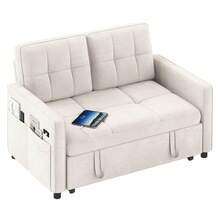 3 In 1 Convertible Pull Out Couch 54" Sleeper Sofa Bed Loveseat Velvet Futon Couch Adjustable Backrest For Living Room Bedroom Apartment And Small Space - 米色 - 查看 6