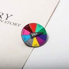 rongji jewelry Lucky Wheel Enamel Pin Brooch Rotating Arrows Interactive Mood Pins Funny Spinner Rainbow Badge For Clothing Backpack Hat Decoration