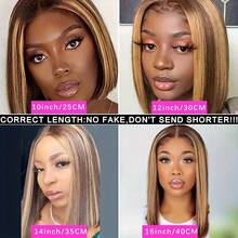 S4/27 女士波波头假发 - 180% 密度,13x4 高清蕾丝前额,预先拔毛的自然发际线,无胶短直发真人发假发,带挑染,短发假发 - S4/27 - 查看 8