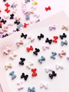 100 piezas de mini lazos para decoración de uñas, adecuados para primavera & verano, delicados & exquisitos, se pueden usar como decoración de uñas, joyería de uñas estilo japonés DIY, accesorios para uñas, mezcla de colores aleatorios, suministros para arte de uñas, gemas para uñas, dijes para uñas - Multicolor - Ver 2