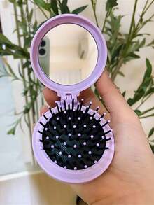 1/2pcs/Set Tulip Flower Portable Airbag Mirror Comb, Foldable Pocket Makeup Mirror, Compact Flower Design, Hair Accessories - Multicolor - View 10