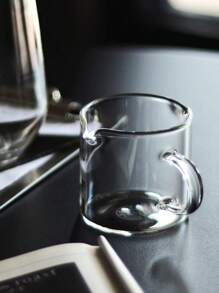 1pc/2pcs Double Spouts Glass Coffe Cup With Handle,Espresso Shot Glasses Cup,Clear Glass Measuring Cup,Double Spouts Milk Cup,Espresso Measuring Cup,Espresso Accessories,Glass Gravy Boat Transparent Cream Pitcher Sugar Bowl Classic Cream Jug With Handle Suitable For Mother's Day,Gift For My Mother,Afternoon Tea Party And Dessert Pie