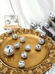 1Set Disco Mirror Ball Silver Hanging String, Festival Themed Party & Birthday Decoration, Disco Music Themed Parties, Wedding & Dance Music Festival, Home Decorations