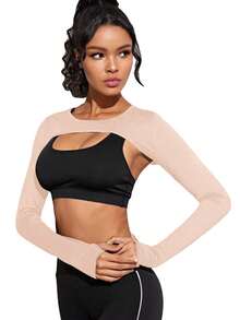 1pc Women's UV Protection Arm Sleeves, Stretchy Hollow Out Yoga Sports Long Sleeve T-Shirt, Breathable Golf Sun Protection Cardigan, Lightweight Ice Silk Scarf For Outdoor Sports And Cycling In Summer - Sun Protection Sports Cape - View 16