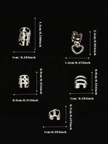 45个DIY心形发圈配饰，金属镂空可调节时尚简约编织珠，适合女性、约会、情人节发夹、发饰、头部配饰、发卡 - 銀色 - 查看 7