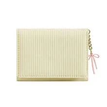 3-Fold Small Wallet In Candy Colors, Cute & Fresh PU Leather Purse, Girl Short Bifold Wallet With Bow Charm