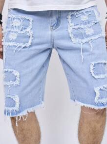 Men's Solid Color Loose Casual Denim Shorts, Summer