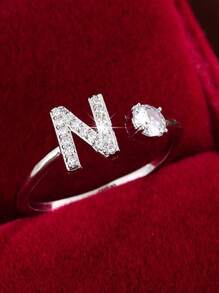 1pc Minimalista Bonito Moda Nicho 26 Letras Design Anel Para Mulheres, Adequado Para Uso Diário No Dedo Indicador