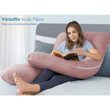 Pregnancy Pillows For Sleeping, Cooling U Shaped Body Pillow, Maternity Pillow For Pregnant Women With Silky Soft Cover, Pink - default - View 7