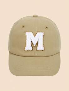 1Pc Toddler Kids Baseball Cap 1-5Y - Khaki Solid Adjustable Hat With A-Z Sequin Embroidered Letter Patches, Classic Brim Sun Protection Cap For All Seasons Daily Outdoor - Khaki - View 35