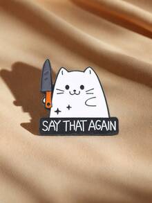 1枚可爱卡通猫咪持刀珐琅胸针，合金猫咪徽章，适合日常服装、背包、帽子装饰，是送给朋友和同学的绝佳礼物。 - 彩色 - 查看 6