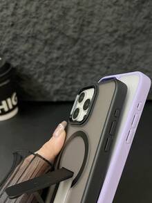 Luxury Matte Semi-Transparent Magnetic Wireless Charging Phone Case With Stand, Compatible With Apple 16 15 14 13 12 11 Pro Max Plus, Metal Camera Ring, Shockproof, Soft Bumper, Rigid Back Cover Waterproof Anti-Fall Scratch Resistant - Black - View 9