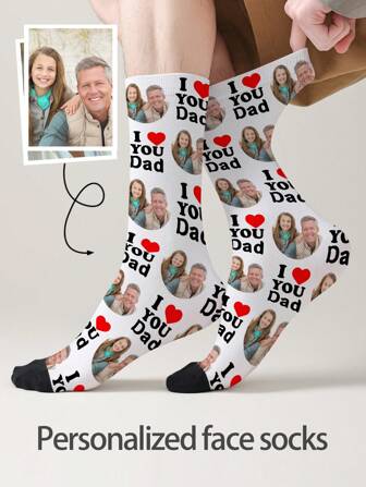 1 Pair Custom Face Socks, Custom Photo Sock, Custom Printed Socks, Personalized Funny Face Socks, Custom Picture Socks, Put Any Face On The Socks, Anniversary Gift, Valentine Gift, Birthday Gift, Wedding Gift, Mother's Day Gift, Fall