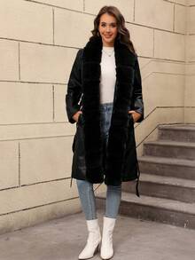 Abrigo con capucha y cinturón de la mujer Risissida para otoño/invierno - Ropa exterior casual, elegante y de moda, incluye cinturón adicional