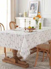 1pc American Retro Minimalist Polyester Linen Tassel Tablecloth, Heat-Resistant Rectangular Tablecloth Suitable For Kitchen, Dining Table, Coffee Table, TV Cabinet, Home Gathering, Outdoor Picnic - Multicolor - View 5