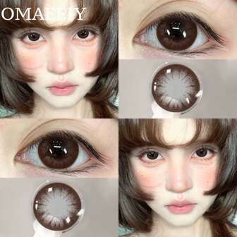 Een paar bruine contactlenzen, 14,5 mm diameter, vergrote ogen, comfortabel om te dragen, geschikt voor dagelijkse dates en feestmake-up, 40% watergehalte per jaar