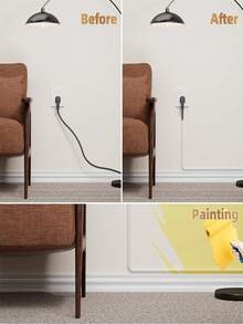 1~3m Side Open One Cord Hider For Wall Mounted Tv,Extension Cable Cover To Hide Conceal Cords Along Wall,Wire Raceway Management Cable Concealer Channel,Electric Cord Organizer Wiremold,White Cable Protector, Charger Protector