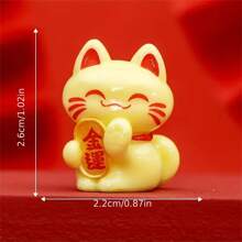 Resin Lucky Cat Figurine, Chinese Maneki Neko Fortune Cat, Money Attraction Amulet, No Feathers, Electricity-Free, With DIY Decor Accessory, For Desktop, Car, Valentine'S Day Gift, Suitable For Ages 14+