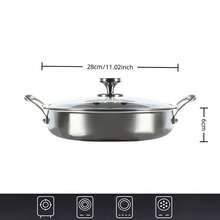Sartén antiadherente de alta calidad, sartén de acero inoxidable de triple capa, con tapa y dos asas, de acero inoxidable 304, compatible con todo tipo de cocinas, apta para lavavajillas y horno, calentamiento rápido y uniforme, utensilios de cocina duraderos - Sartén de doble asa con tapa - Ver 7