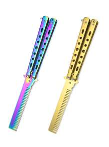 1 Pente Borboleta Dobrável em Aço Inoxidável para Treinamento, Ferramenta de Treinamento Não Afiada, Adequado para Iniciantes e Uso Externo, Escova de Cabelo, Pente, Ferramentas para Cabelo, Produtos e Acessórios para Cabelo para Salão de Beleza, Volta às Aulas, Itens Essenciais para Viagens e Férias, Acessórios de Cabelo Femininos, Escovas, Escova de Cabelo, Escova para Cachos, Conjunto de Escovas de Cabelo, Escova, Barbearia, Equipamentos de Cabeleireiro, Penteado, Cabeleireiro, Escova de Cabelo, Conjunto de Escovas de Cabelo, Pente para Cabelo, Pente para Cachos, Escova Desembaraçadora, Escova de Cabelo Feminina, Acessórios de Barbearia, Salão de Beleza, Equipamentos de Cabeleireiro